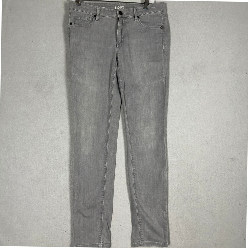 LOFT Jeans Womens 28-6 Modern Skinny Grey Slim Fit Distressed Stretch Denim EUC